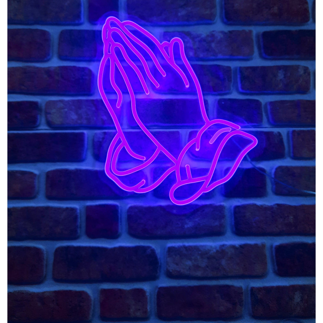 Prayer hands - neon lamp - neonlicht - neonverlichting - neon