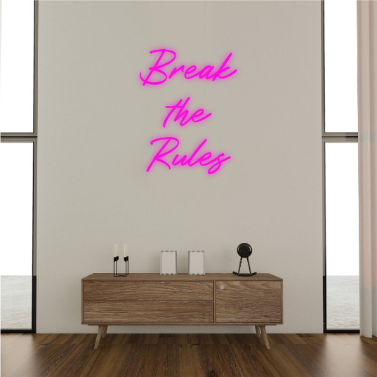 Break the rules neon lamp neonbord tekst