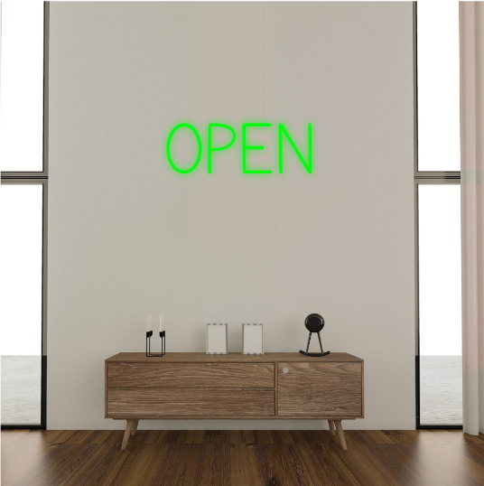 open - neon lamp - neonverlichting - neonlicht - tekst neonlamp