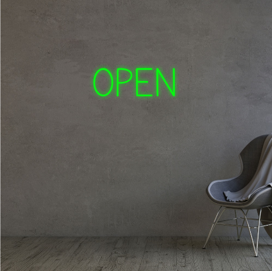 open - neon lamp - neonverlichting - neonlicht - tekst neonlamp