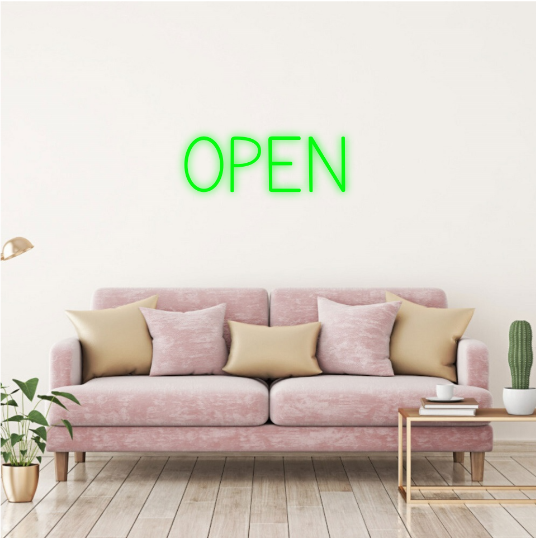 open - neon lamp - neonverlichting - neonlicht - tekst neonlamp